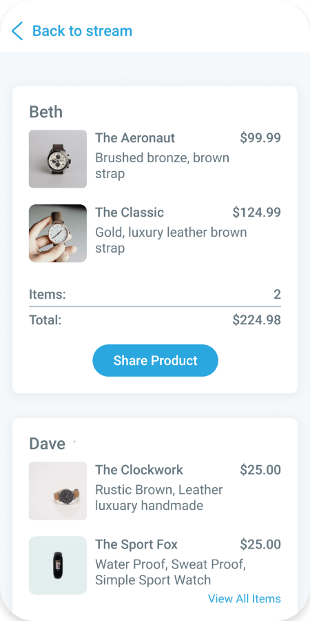 Cart view example